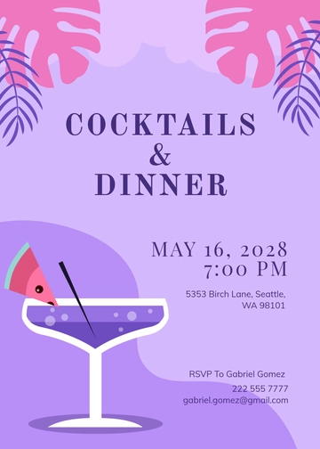 Dinner Cocktail Invitation Template - Edit Online & Download