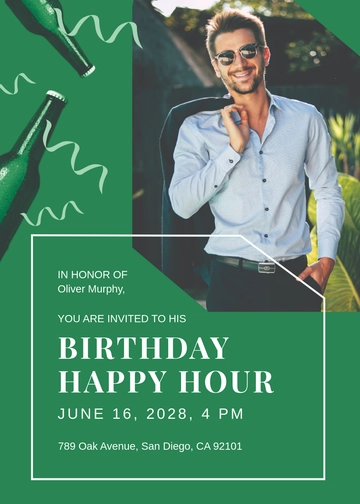 Free Birthday Happy Hour Invitation Template to Edit Online
