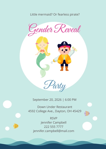 Free Mermaid or Pirate Gender Reveal Invitation Template to Edit Online