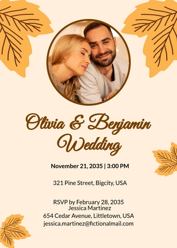 Free Fall Wedding Invitation Template with RSVP to Edit Online