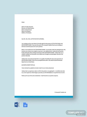 Internal Promotion Cover Letter