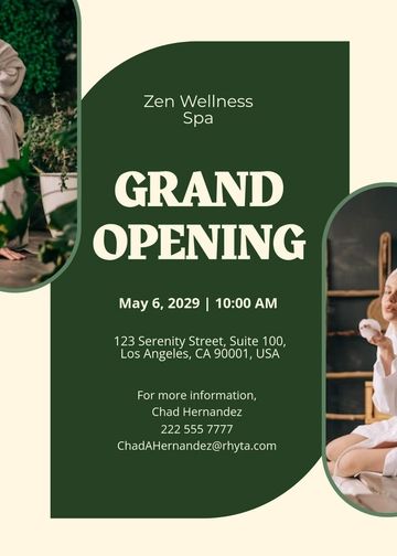 Free Granding Opening Spa Invitation Template to Edit Online