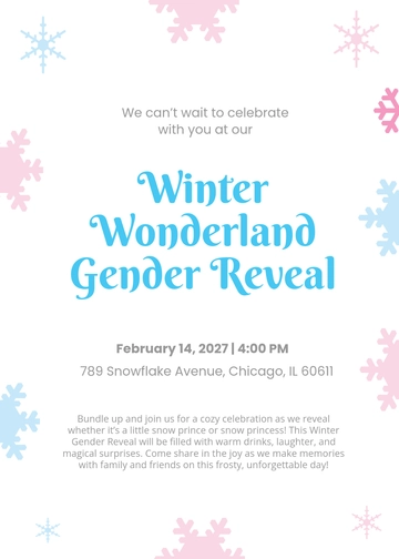 Free Winter Gender Reveal Invitation Template to Edit Online