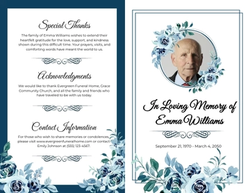 Free Father/Dad Funeral Program Bi-Fold Brochure Template to Edit Online