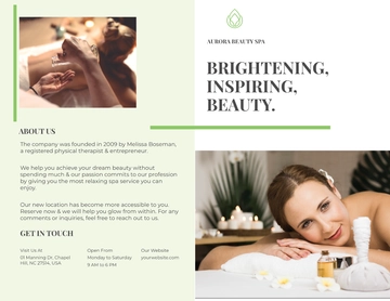 Free Spa Service Bi-fold Brochure Template to Edit Online