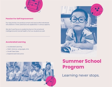 Free Summer school Bi-fold Brochure Template to Edit Online