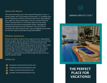 Free Resort Promotional Bi-Fold Brochure Template to Edit Online