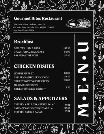 Free Hand Drawn Chalkboard Menu Template to Edit Online