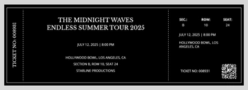 Free Elegant Concert Ticket Template to Edit Online