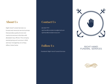 Free Navy Honors Funeral Program Tri-Fold Brochure Template to Edit Online