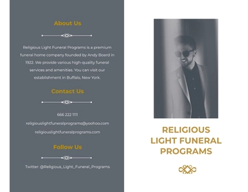 Free Religious Funeral Program Bi-Fold Brochure Template to Edit Online