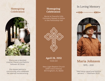Free Religious Eulogy Funeral Tri-Fold Brochure Template to Edit Online
