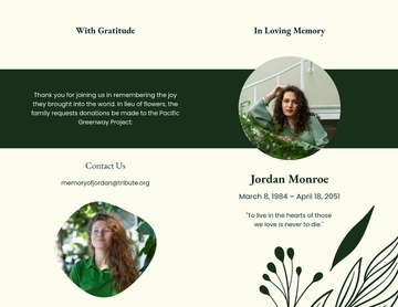 Free Sample Eulogy Funeral Bi-Fold Brochure Template to Edit Online