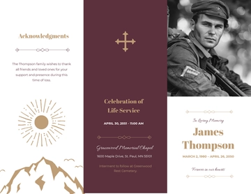 Free Veteran Eulogy Funeral Tri-Fold Brochure Template to Edit Online