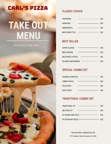 Free Takeaway Pizza Menu Template to Edit Online