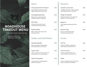 Free Tri-Fold Takeaway Menu Brochure Template to Edit Online