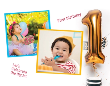 Free First Birthday Photo Frame Template to Edit Online