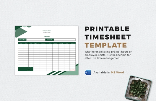 Printable Timesheet Template