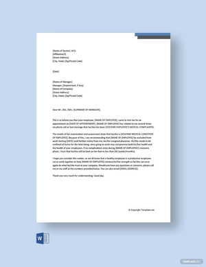 Doctor Letter for Work Template
