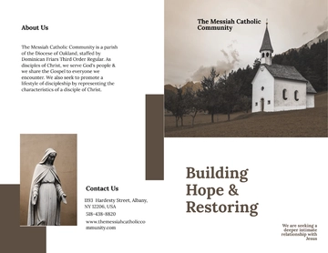 Free Catholic Church Bi-Fold Brochure Template to Edit Online