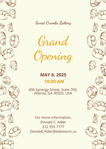 Free Bakery Opening Invitation Template to Edit Online
