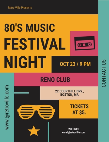 Free 80s Retro Flyer Template to Edit Online