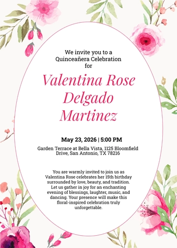 Free Floral Quinceañera Invitation Template to Edit Online