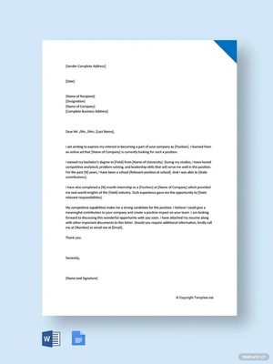 Entry Level Cover Letter Template