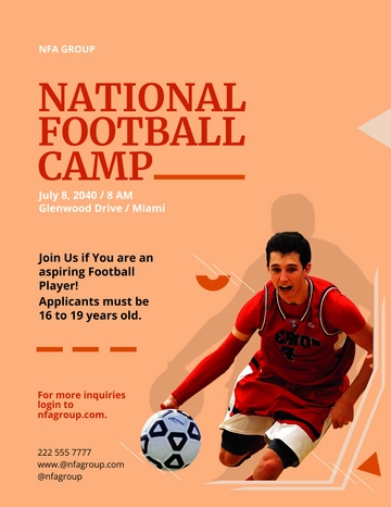 Free Elegant Football Camp Flyer Template to Edit Online