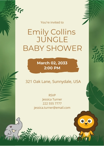 Free Jungle Baby Shower Invitation Template to Edit Online