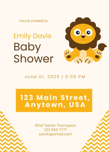 Free Lion Baby Shower Invitation Template to Edit Online