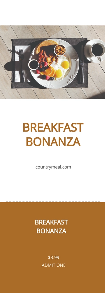 Free Breakfast Food Ticket Template to Edit Online