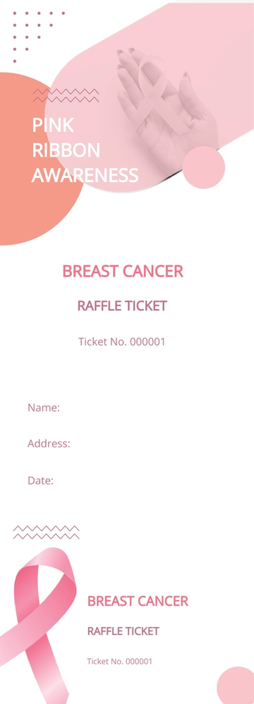Free Breast Cancer Raffle Ticket Template to Edit Online