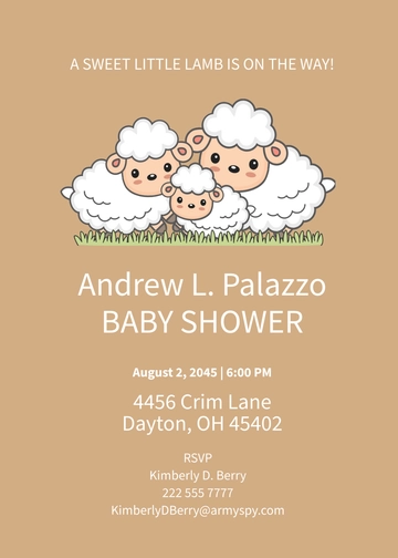 Free Little Lamb Baby Shower Invitation Template to Edit Online