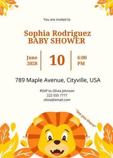 Free Lion Theme Baby Shower Invitation Template to Edit Online