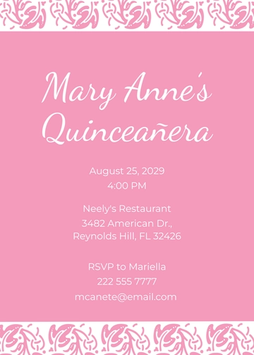 Free Pink Watercolor Quinceañera Invitation Template to Edit Online