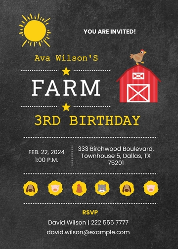 Free Farm Birthday Invitation Template to Edit Online