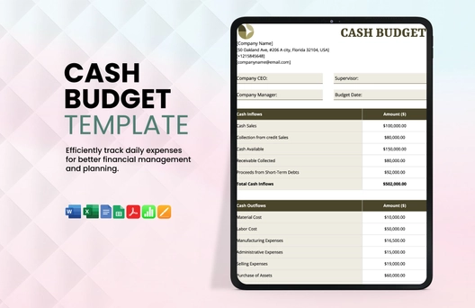 Cash Budget Template Cash Budget Template