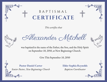 Free Church Baptismal Certificate Template to Edit Online | Template.net