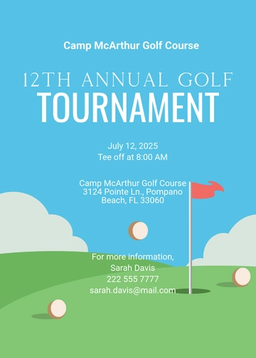 Free Annual Golf Tournament Invitation Template to Edit Online