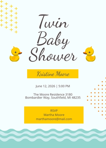 Free Twin Boy Baby Shower Invitation Template to Edit Online