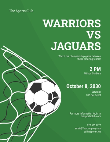 Free Soccer Match Flyer Template to Edit Online | Template.net