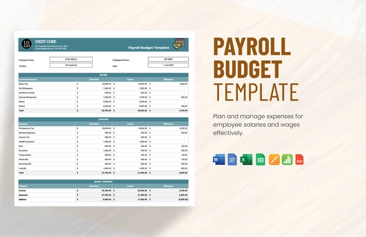 Payroll Budget Template Payroll Budget Template