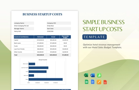 Simple Business Start Up Costs Template Simple Business Start Up Costs Template