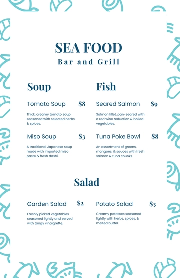 Free Seafood Poster Menu Template to Edit Online