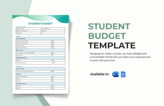 Student Budget Template Student Budget Template