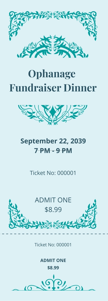 Free Fundraising Dinner Ticket Template to Edit Online