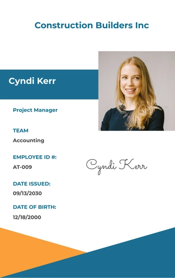 Free Building Contractor ID Card Template to Edit Online