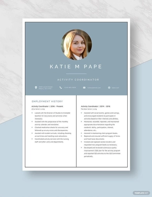 Activity Coordinator Resume