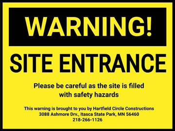 Free Warning Site Entrance Sign Template to Edit Online